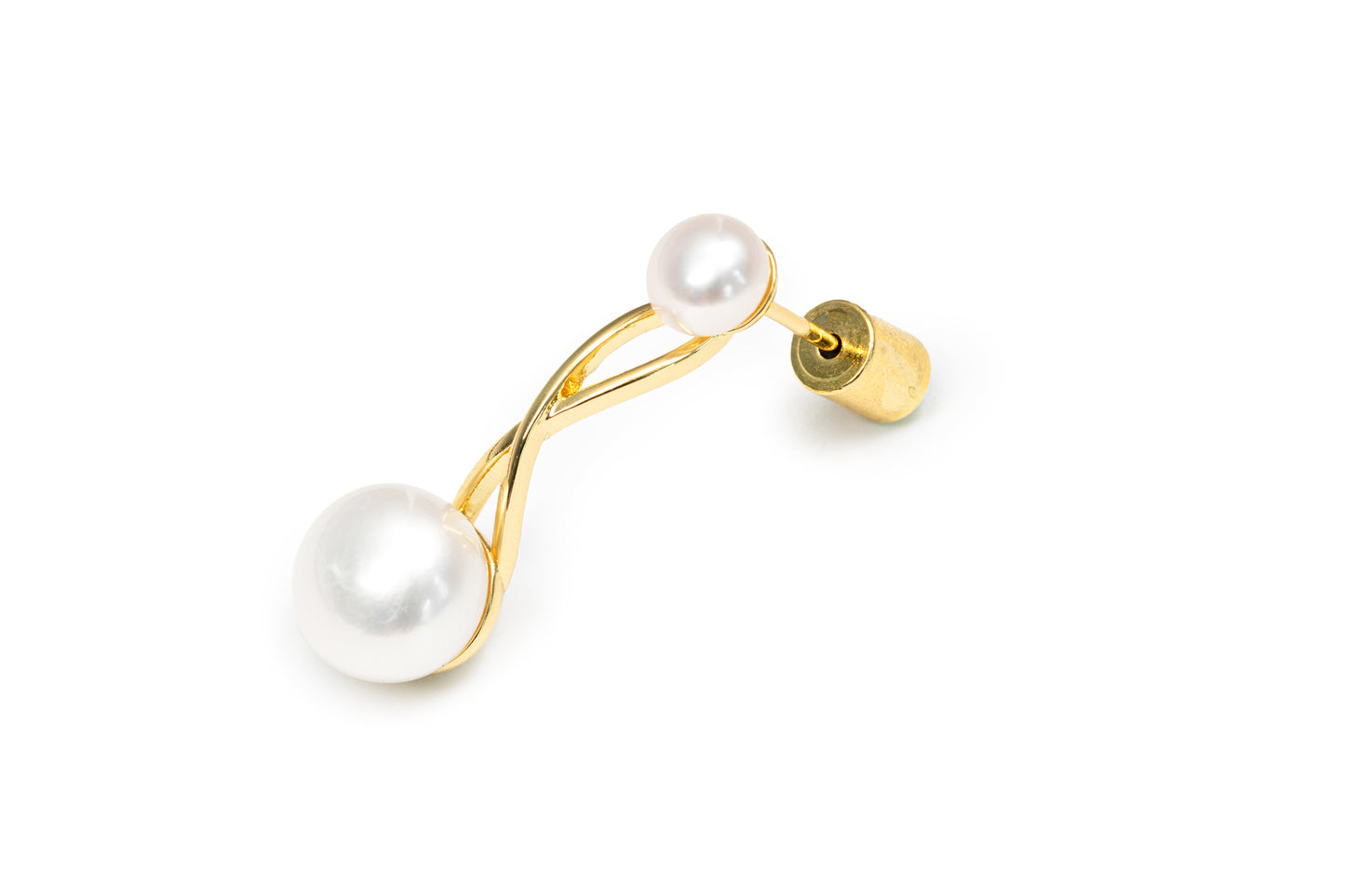 18K Gold Freshwater Pearl Long Studs - Golden Studs for Women
