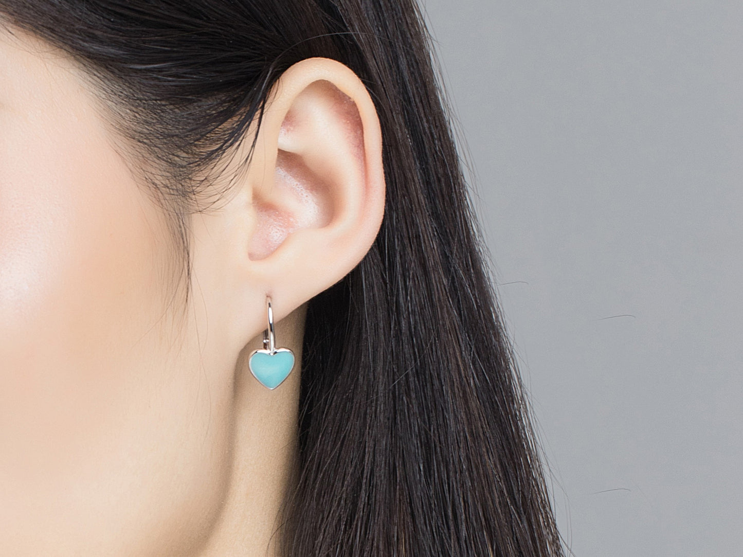 ( Three Colours ) Little Heart Enamel Drop Earrings for Women