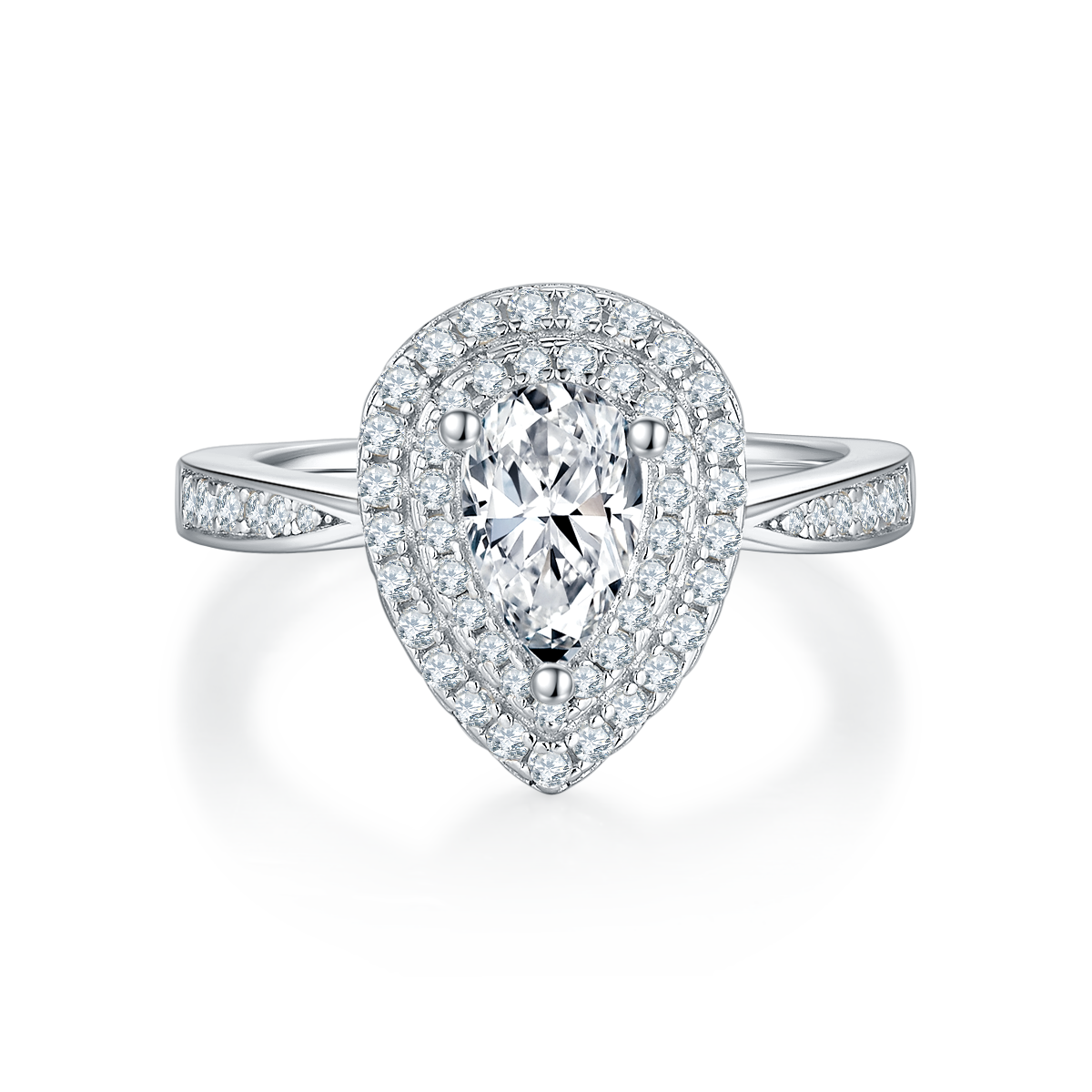 Moissanite Soleste Pear-Shaped Halo Engagement Ring for Women