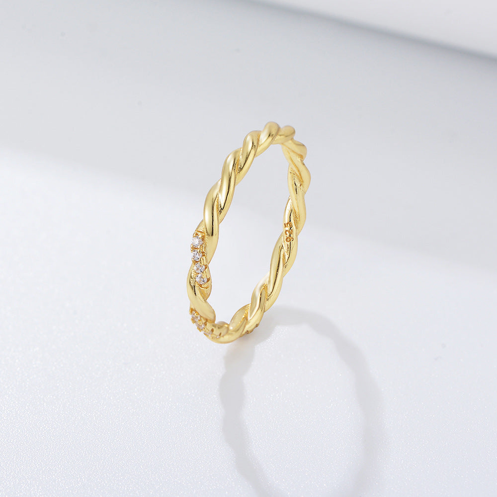 Fashion Twist Line Design Sterling Silver Ring for Women