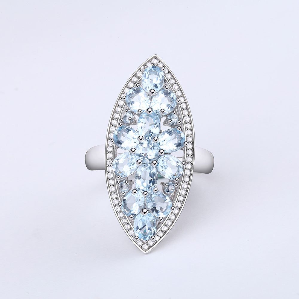 European Luxury Design Group Natural Topaz Marquise Silver Ring for Women