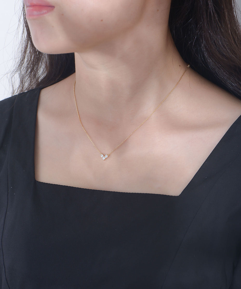 Heart-shape Zircon Pendant Sterling Silver Necklace for Women
