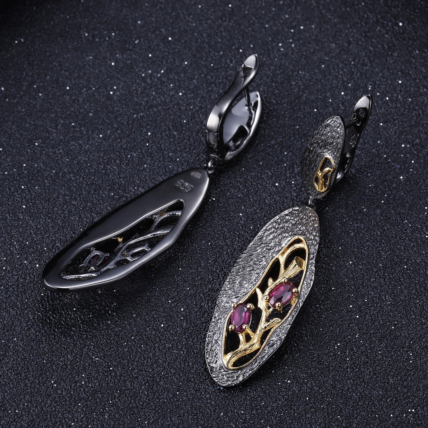 Premium Colourful Gemstones Branches Silver Drop Earrings for Women