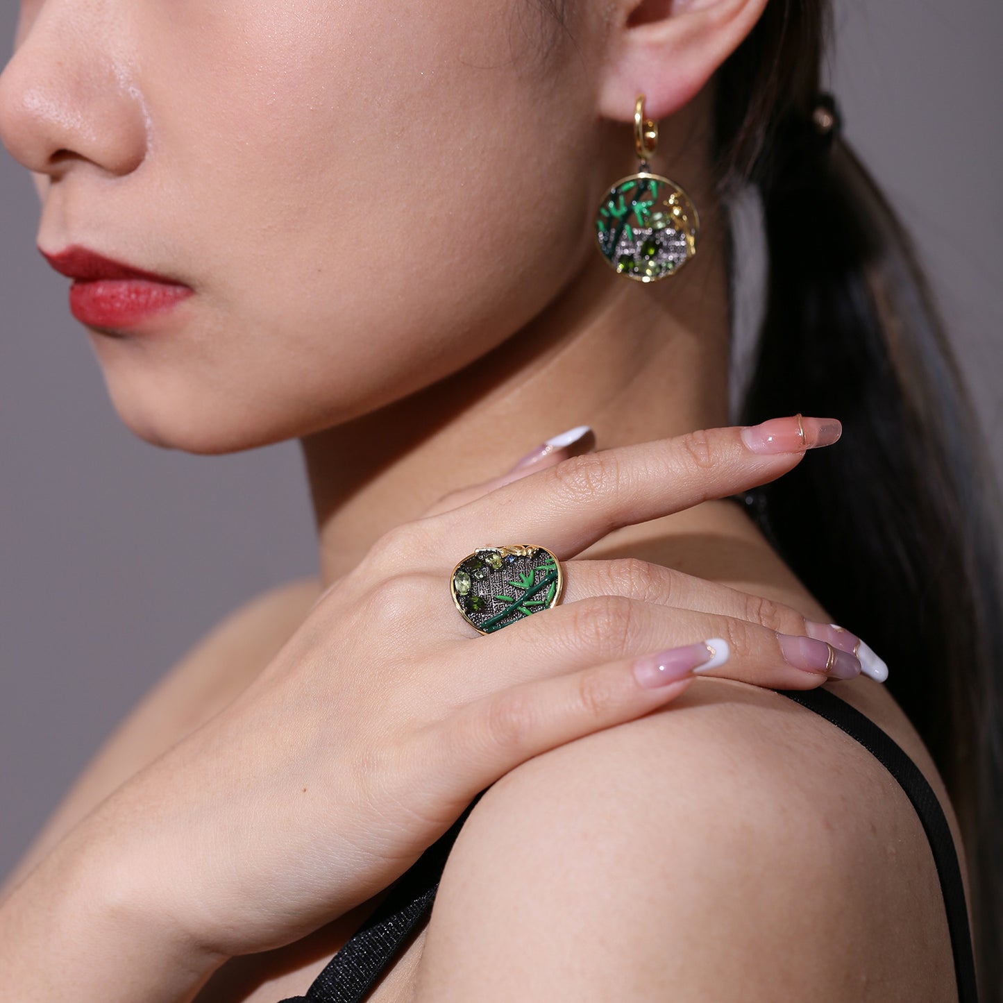 New Natural Peridot Gemstone Ring S925 Silver Ring for Women