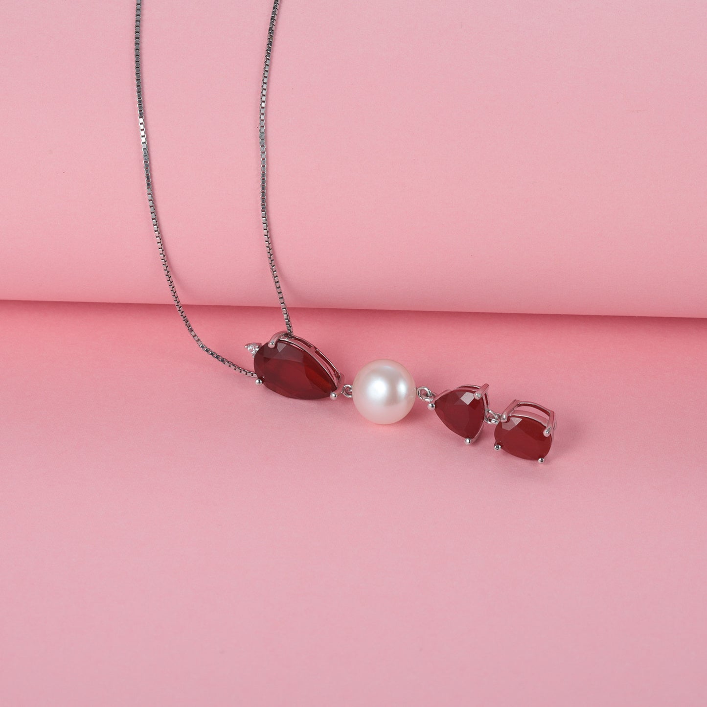 Luxury Personality Jewelry High Grade Style Colourful Agate with Natural Pearl Pendulous Pendant Silver Necklace for Women