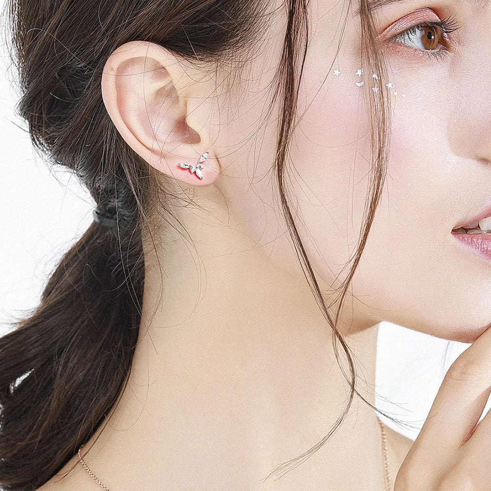 Marquise Zircon Y-shape Silver Studs Earrings for Women