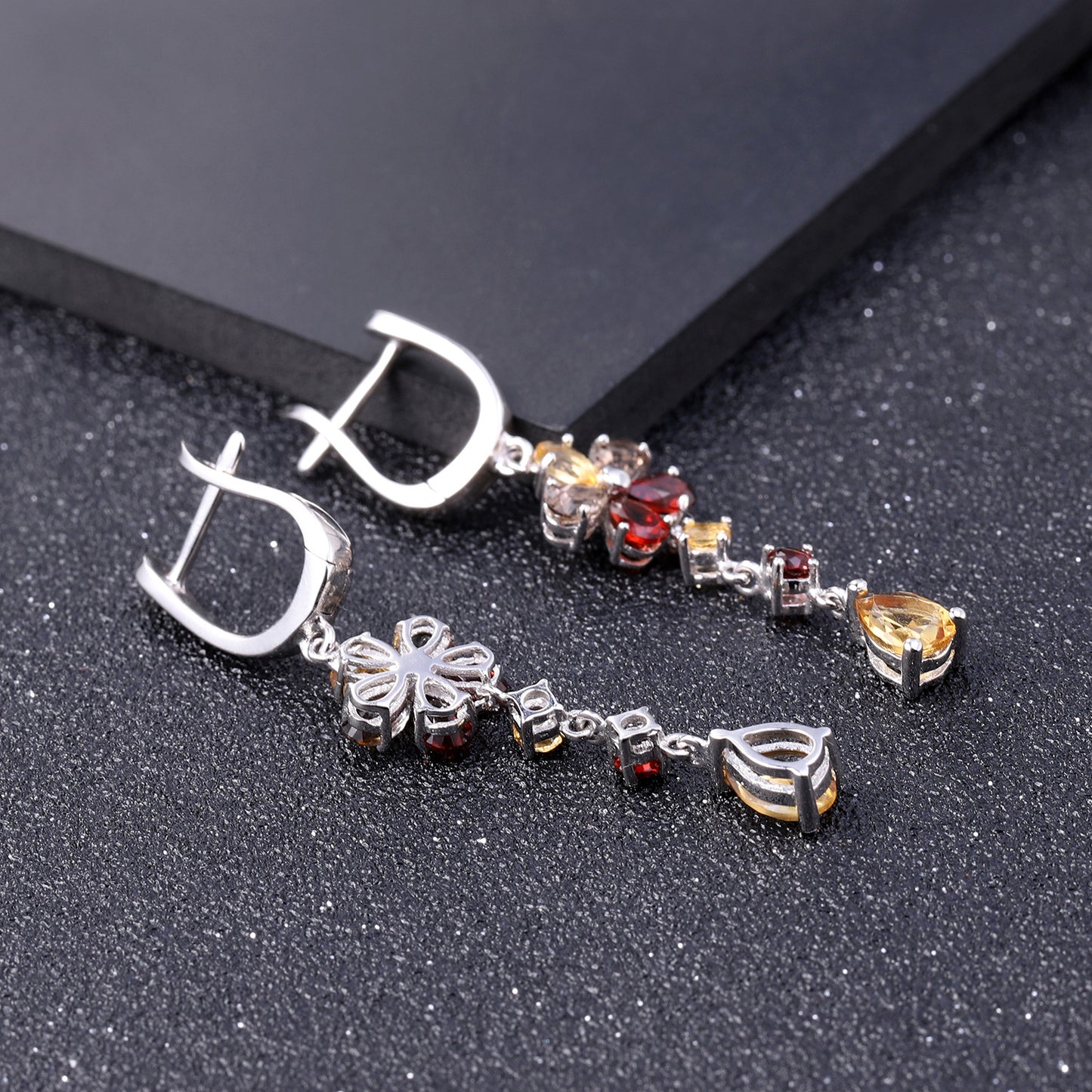 European Retro Flower String Silver Drop Earrings for Women