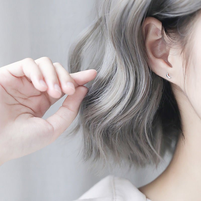 Mini Star Moon Silver Studs Earrings for Women