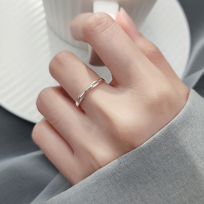 Stylish Hollow Interlocking Silver Ring