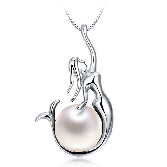 (Pendant only) Mermaid Freshwater Pearl Silver Pendant for Women