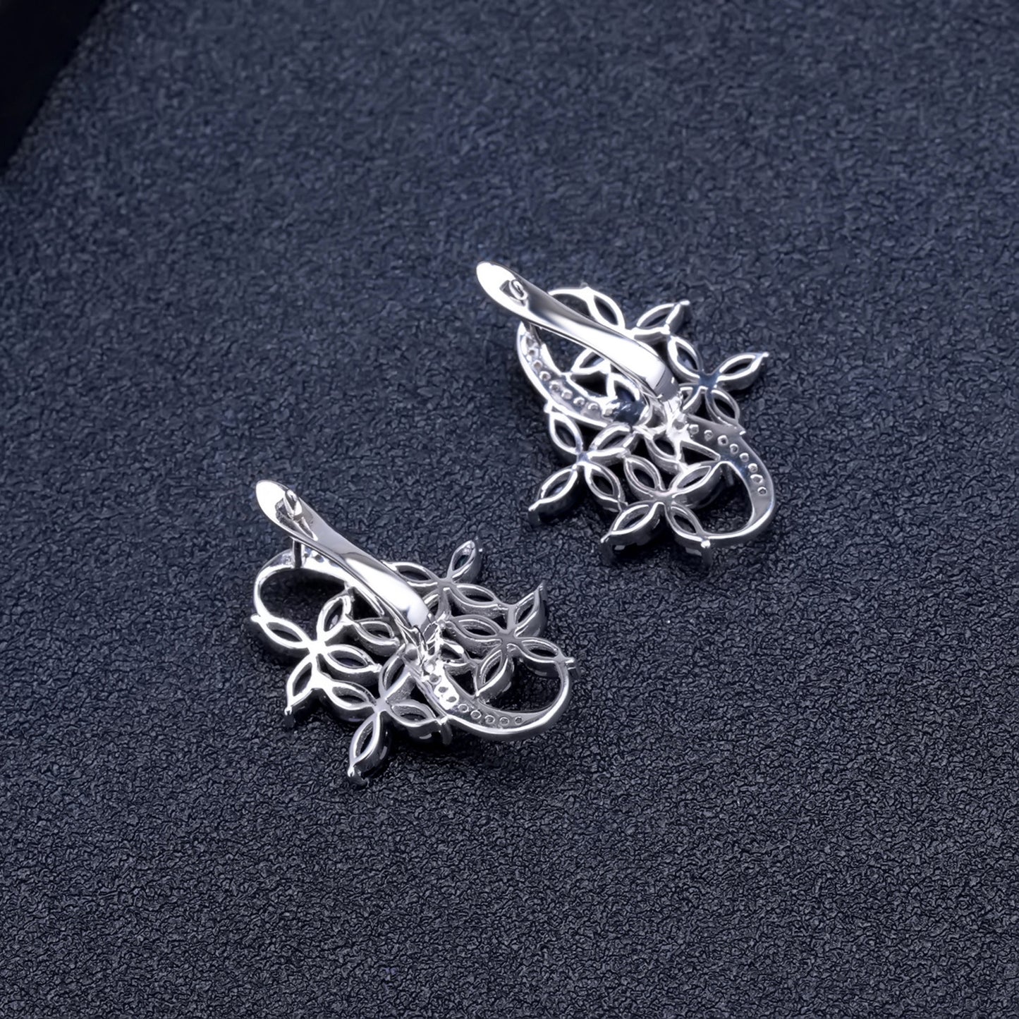 European Inlaid Crystal Flowers Silver Studs Earrings for Women