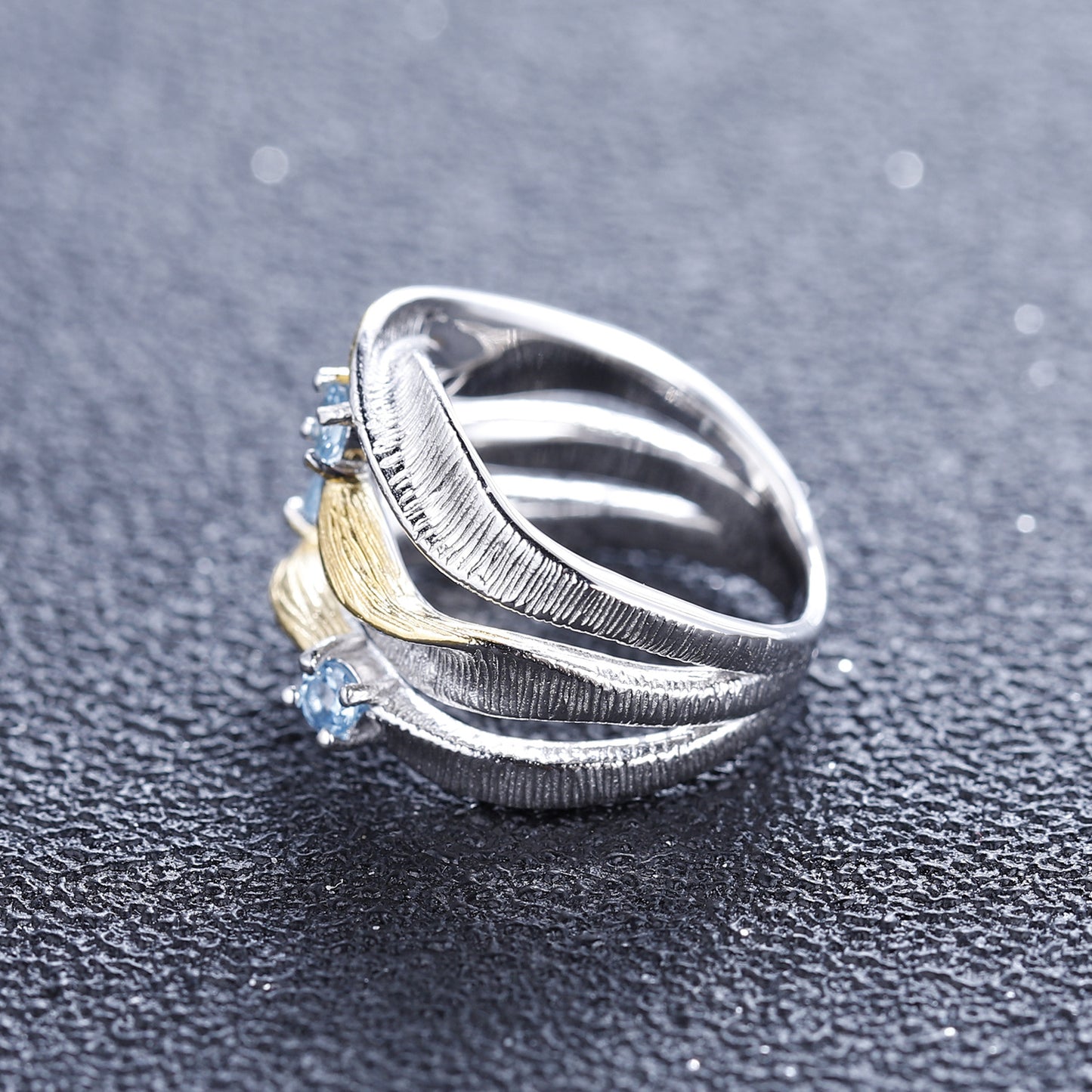 Italian 925 silver natural topaz ring for Women