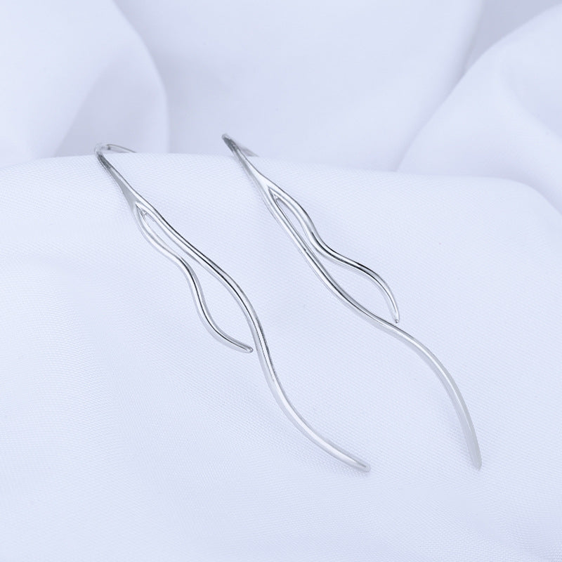 Geometric Shape Long Style Silver Hook Earrings for Women
