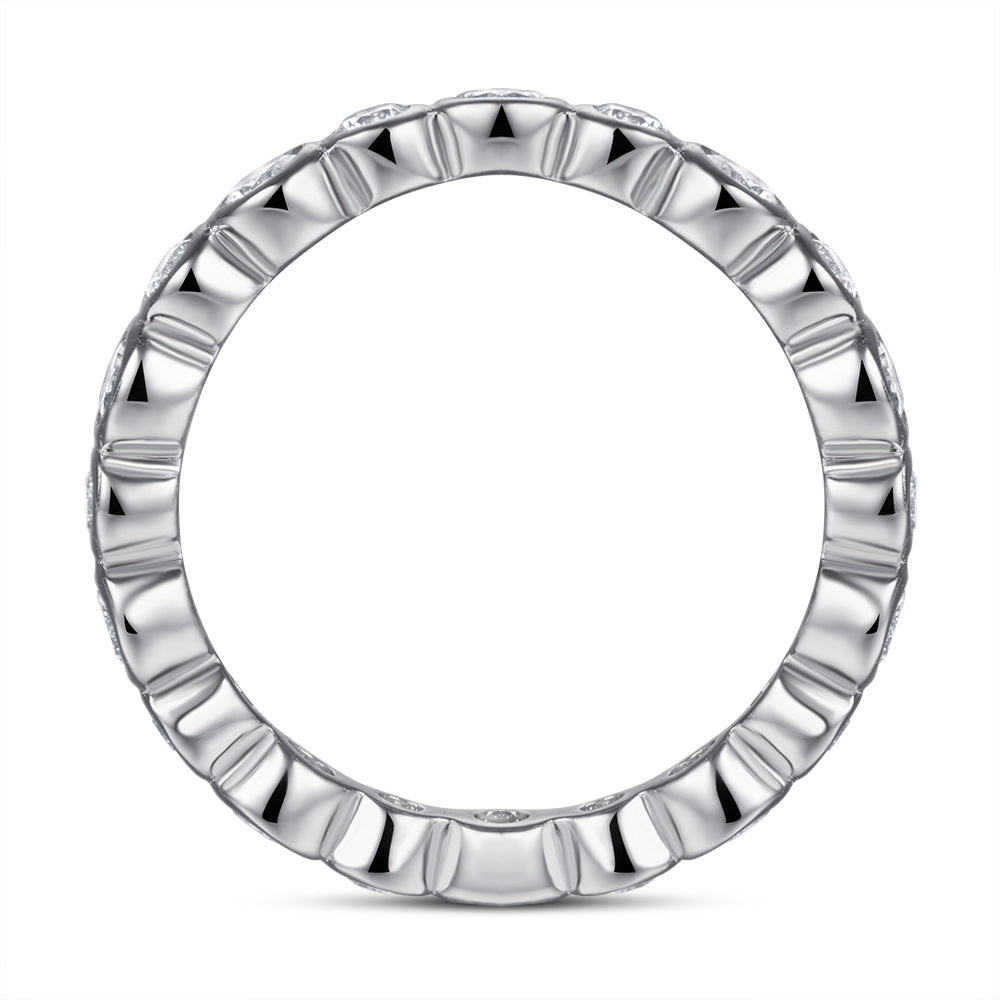 Round Zircon Beading Silver Ring