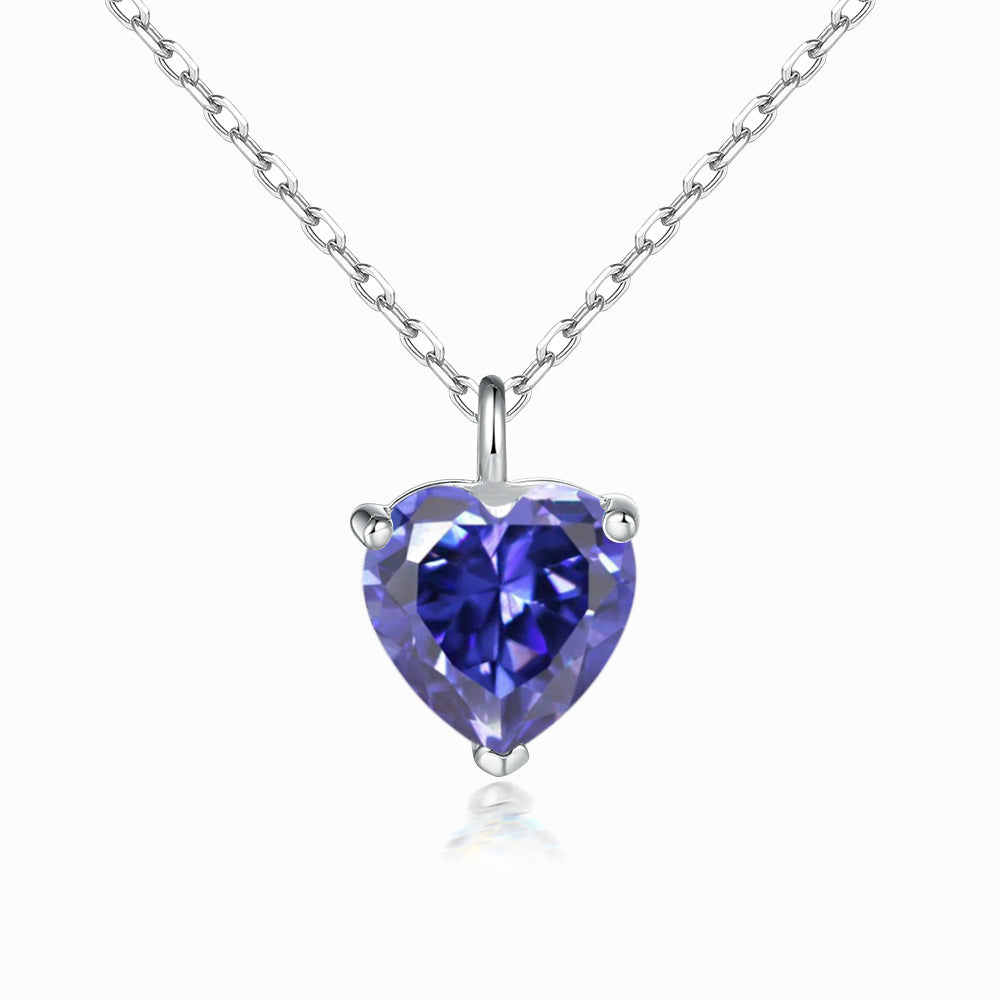 Heart Zircon Pendant Silver Necklace for Women