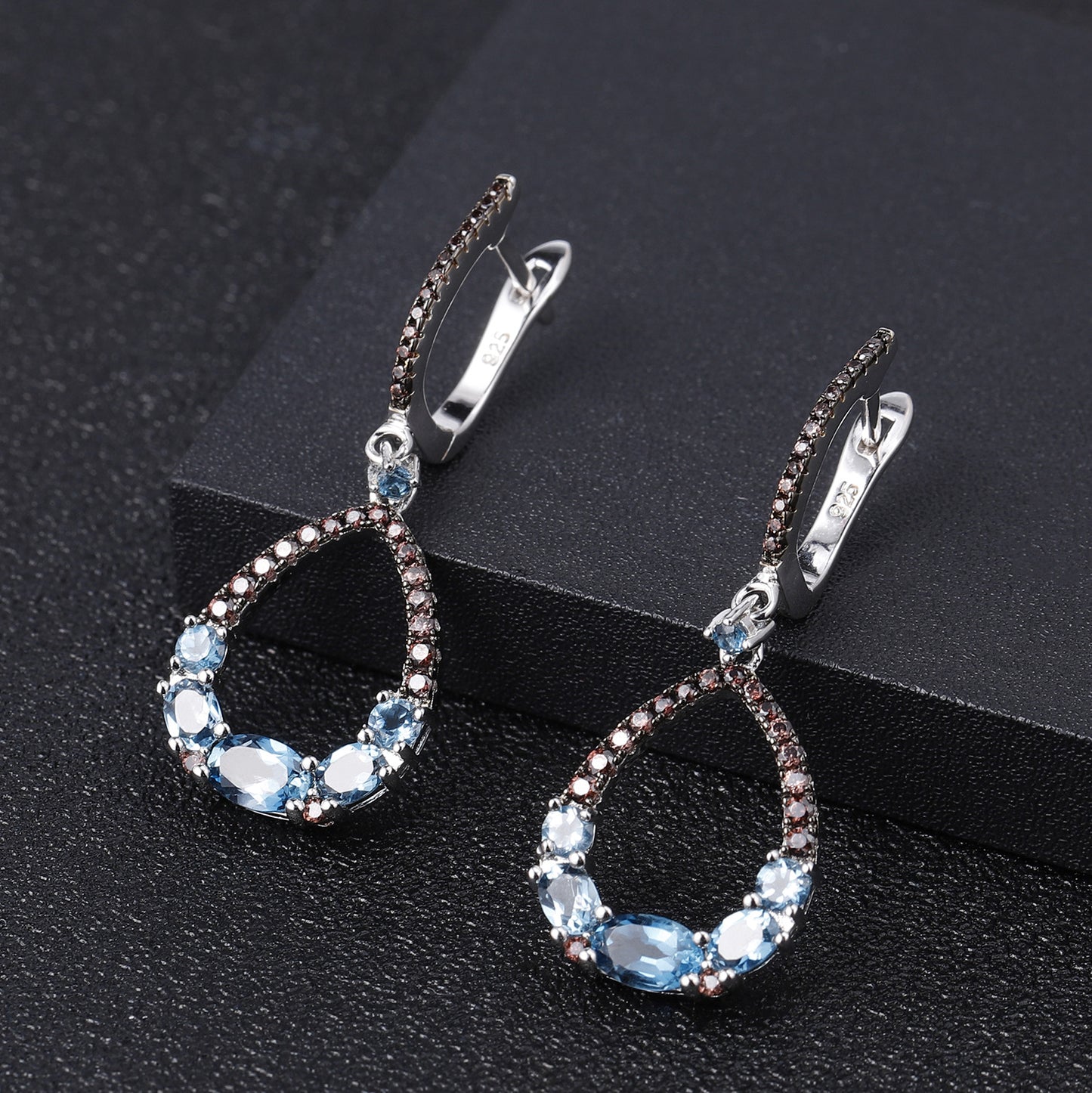 Natural Colourful Gemstones Silver Drop Earrings for Women