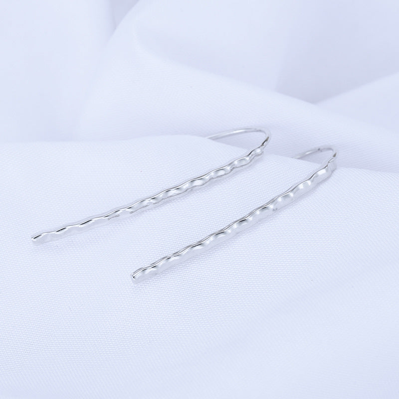 Small Wave Silver Hook Earrings for Women