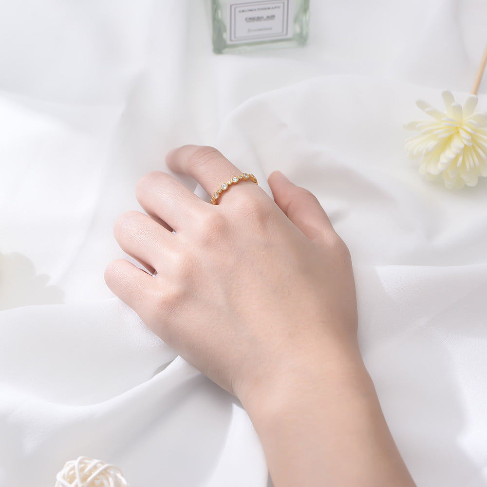 Round Zircon Sterling Silver Eternity Ring