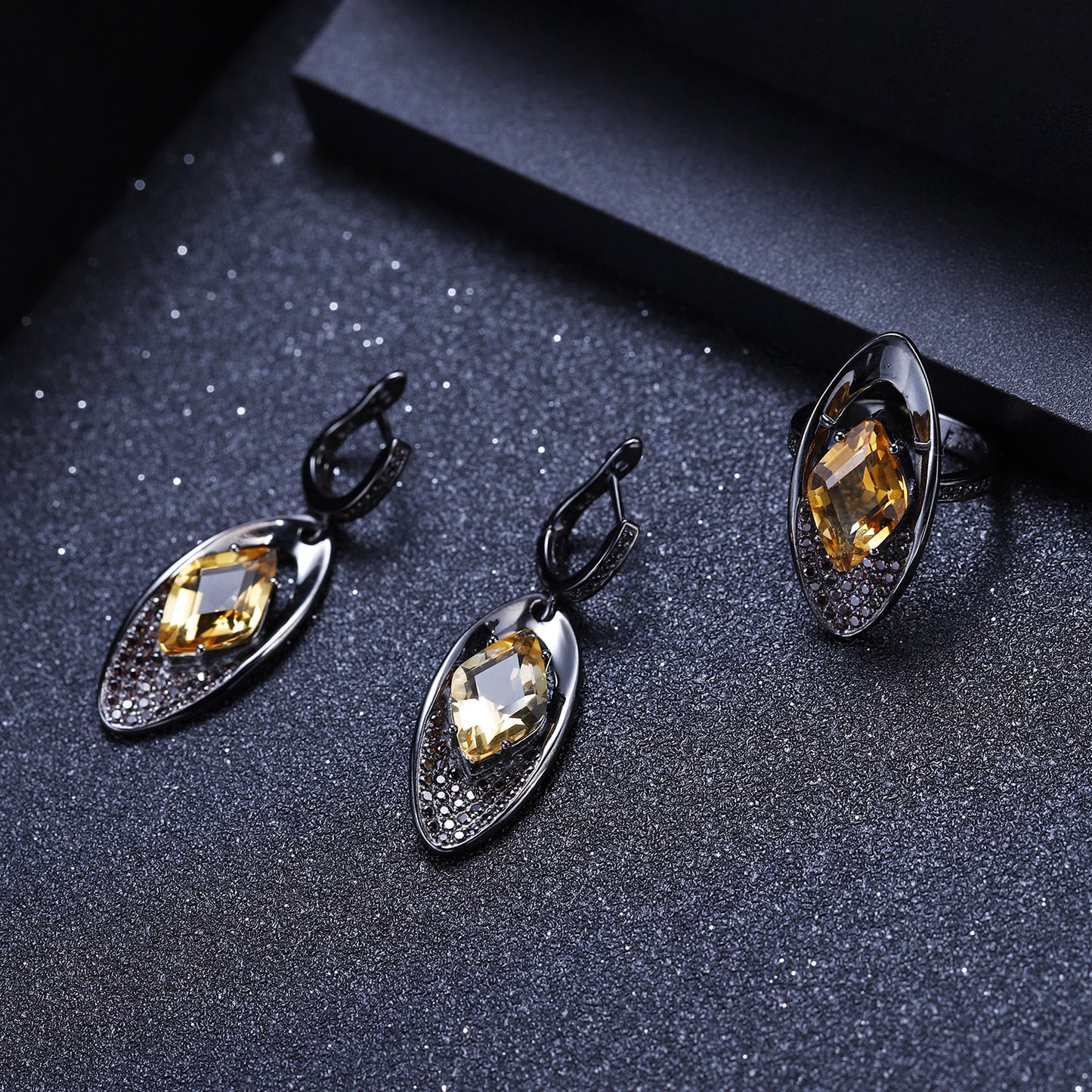 Italian 925 Silver Inlaid Natural Color Jewelry Yellow Crystal Drop Earrings for Women