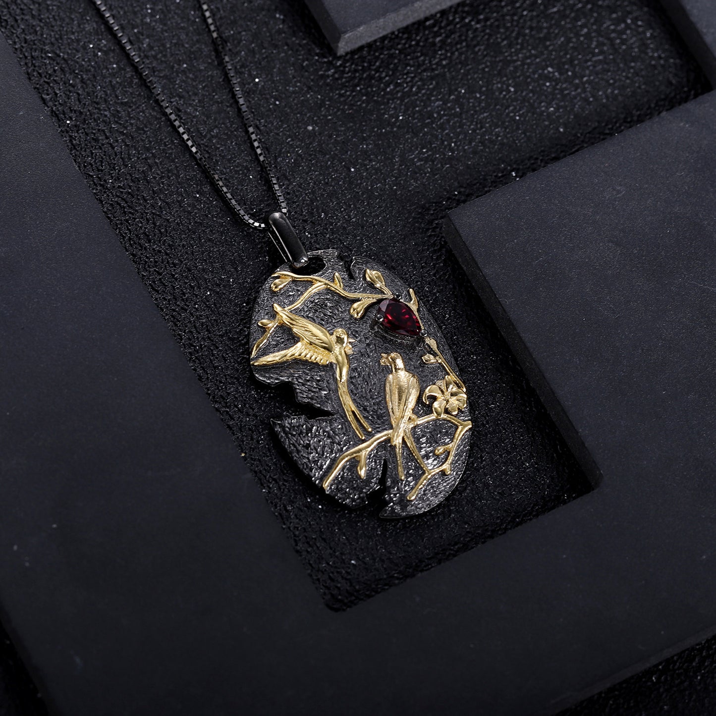 Colourful Gemstone Magpie Pendant Silver Necklace for Women