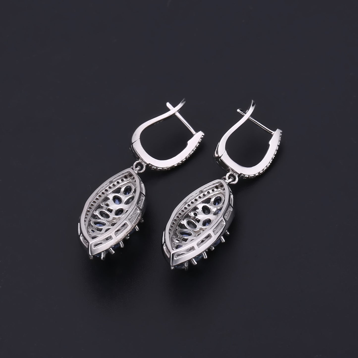 Natural Topaz Marquise Shape Silver Drop Earrings for Women