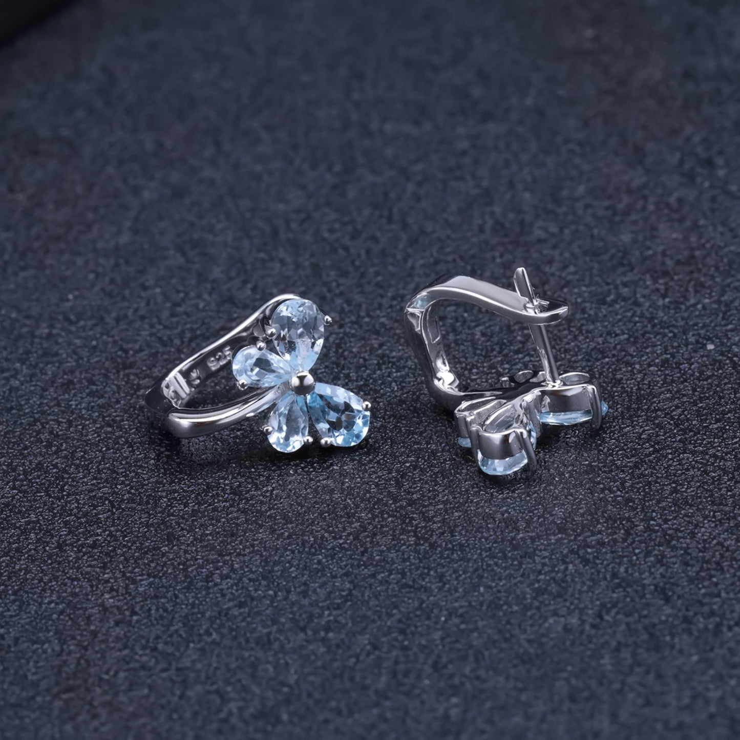 European Topaz Butterfly Silver Studs Earrings for Women