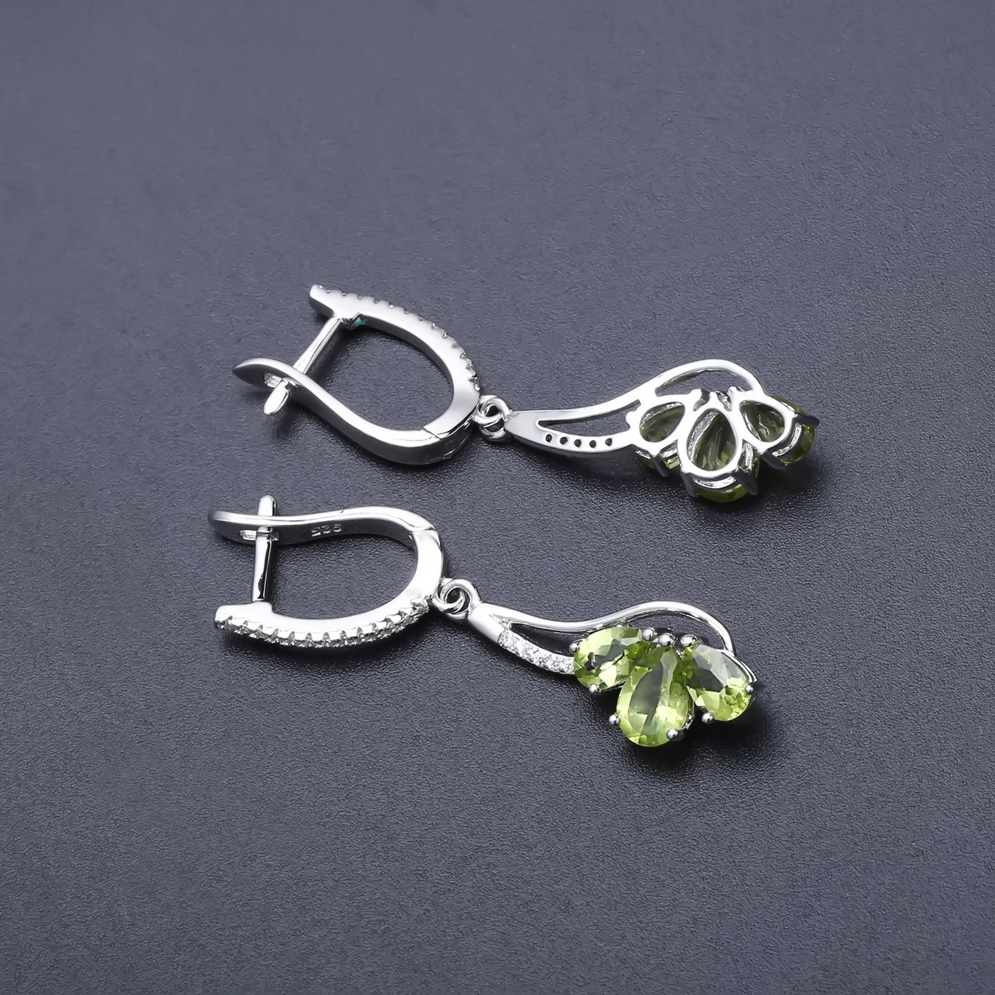 Fashion Natural Olivine Sterling Silver Drop Earrings for Women