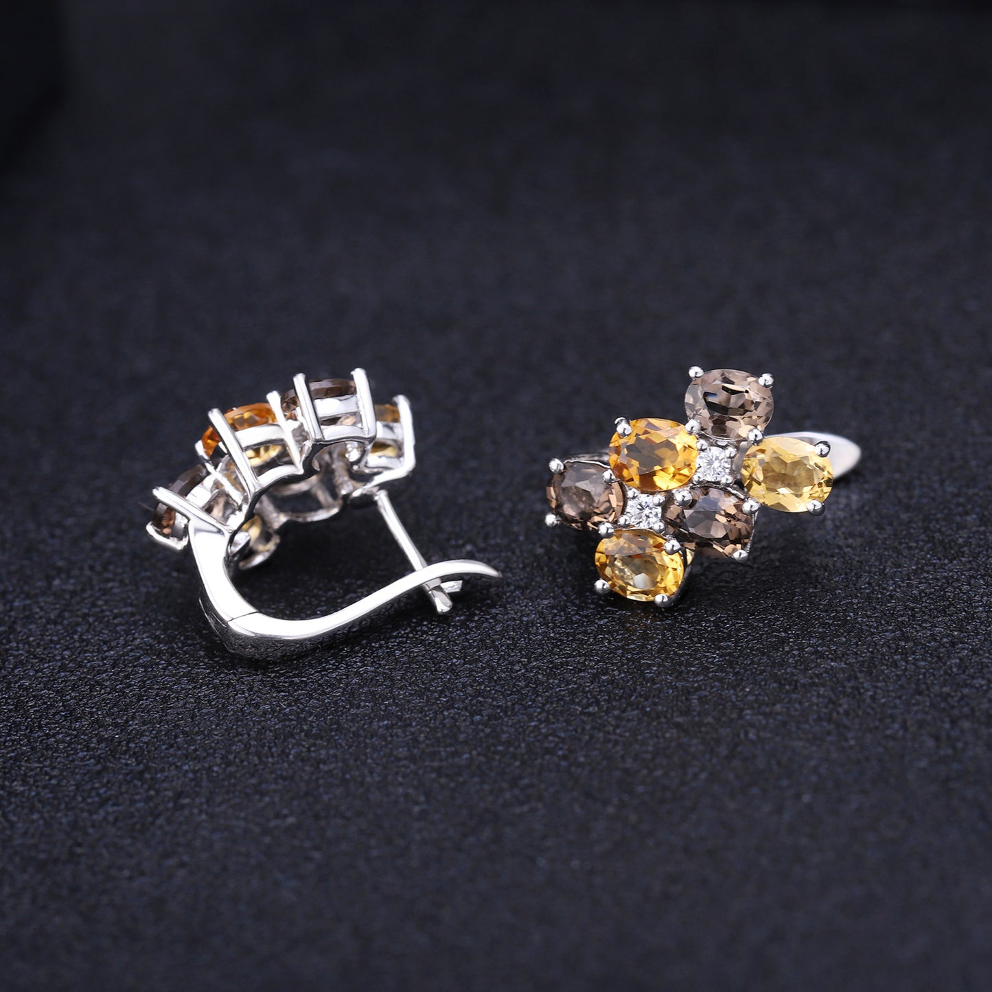 Natural Crystal Sterling Silver Studs Earrings for Women