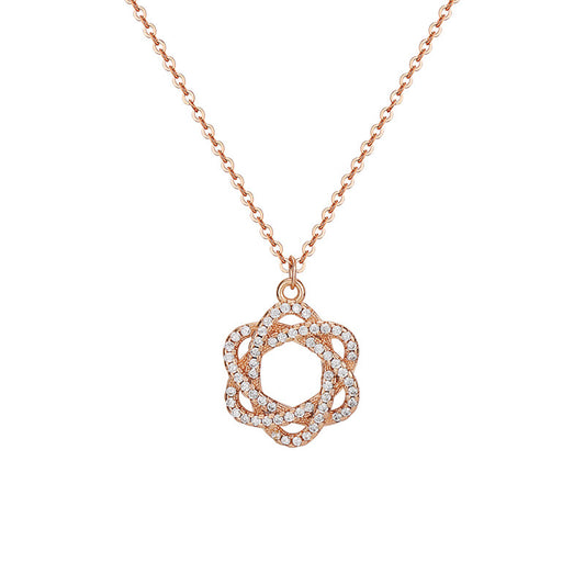 Zircon Spiral Sunflower Pendant Silver Necklace for Women