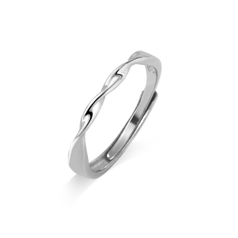 Mobius Series Wave Silver Couple Ring for Women