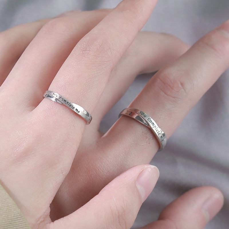 You Complete Me Silver Couple Ring