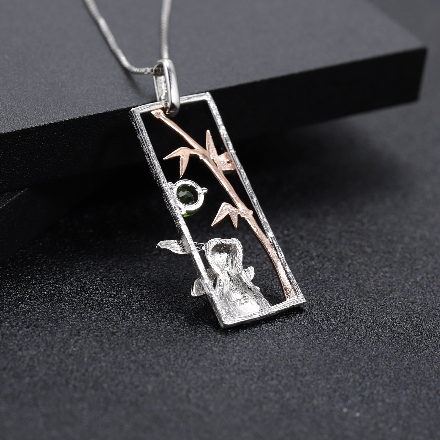 High-grade Jade Rabbit with Natural Element Design Natural Topaz Pendant Silver Necklace for Women