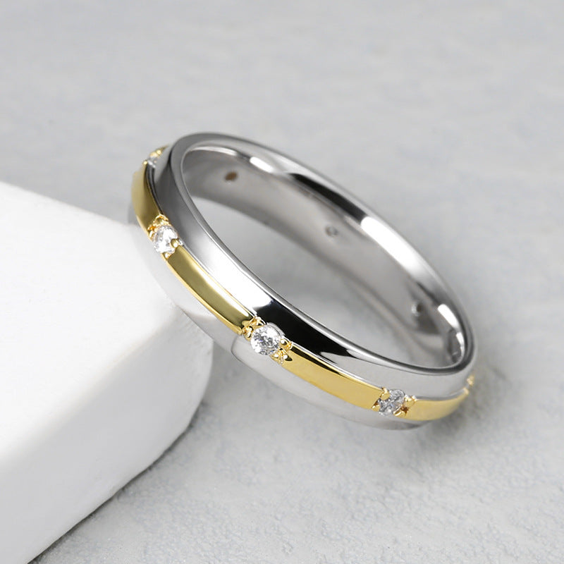 Two Colours with Zircon Silver Ring