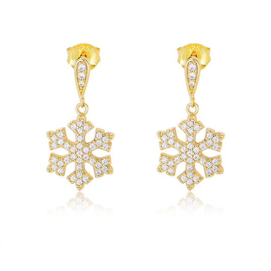 Zircon Snowflake Series Silver Drop Earrings for Women