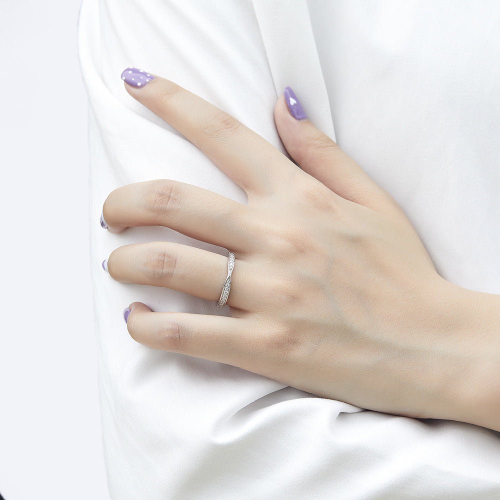 Round Zircon Cross Design Eternity Silver Ring