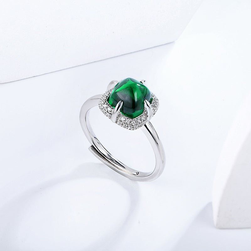 2.4Carat Square Lab Created Emerald Opening Ring