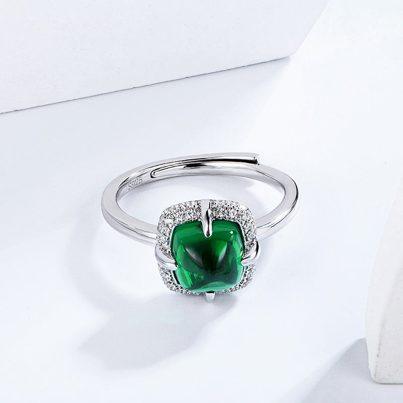 2.4Carat Square Lab Created Emerald Opening Ring