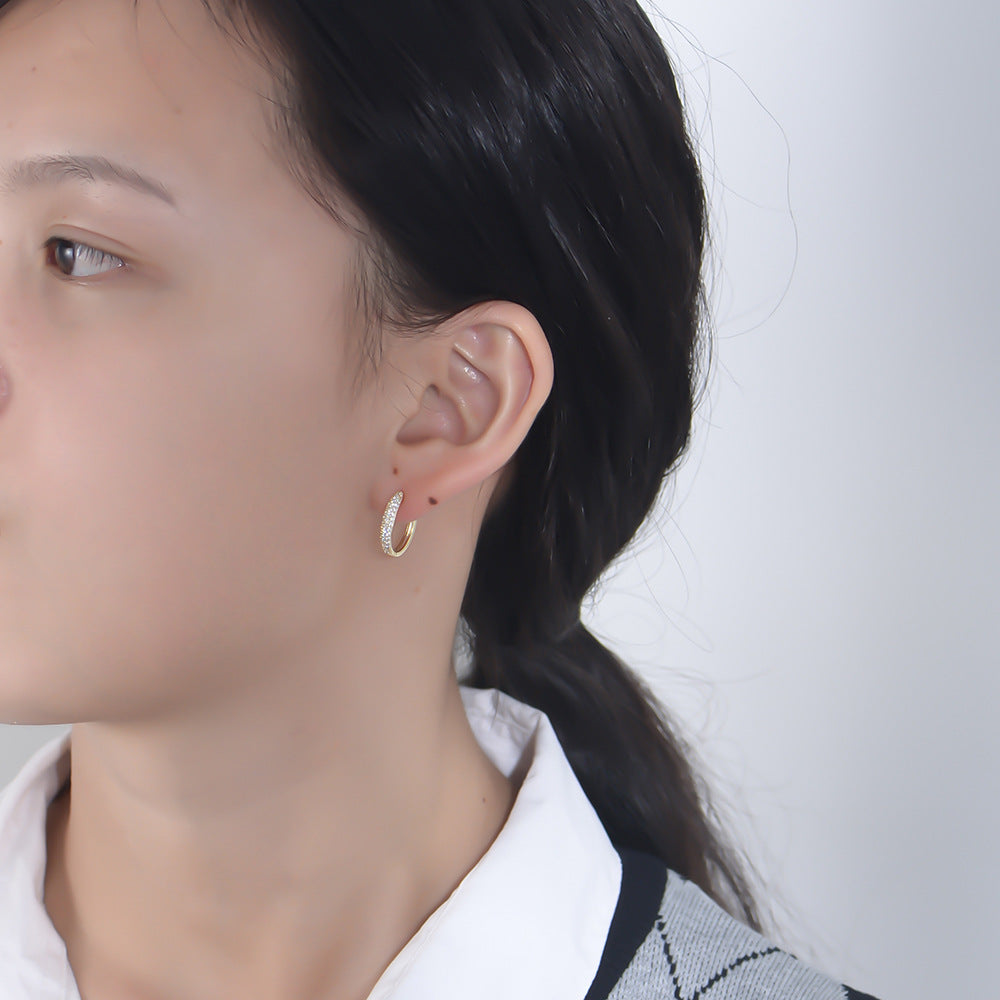 Zircon Circle Silver Studs Earrings for Women