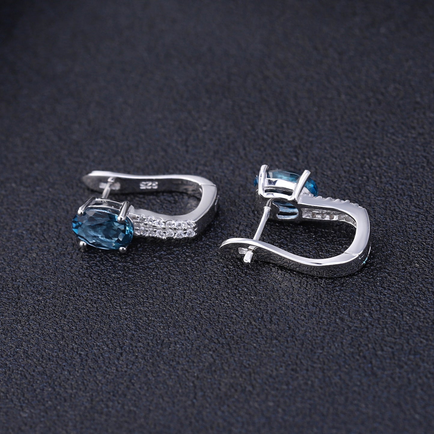 European Natural Topaz Oval Shape Sterling Silver Studs Earrings for Women