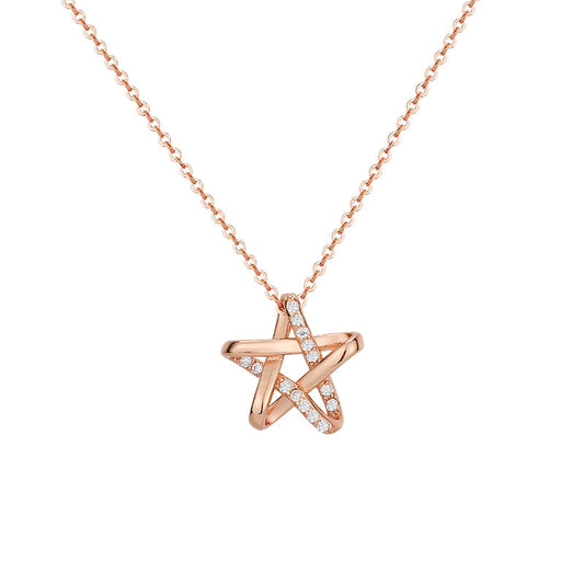 Five-pointed Star with Zircon Silver Necklace for Women