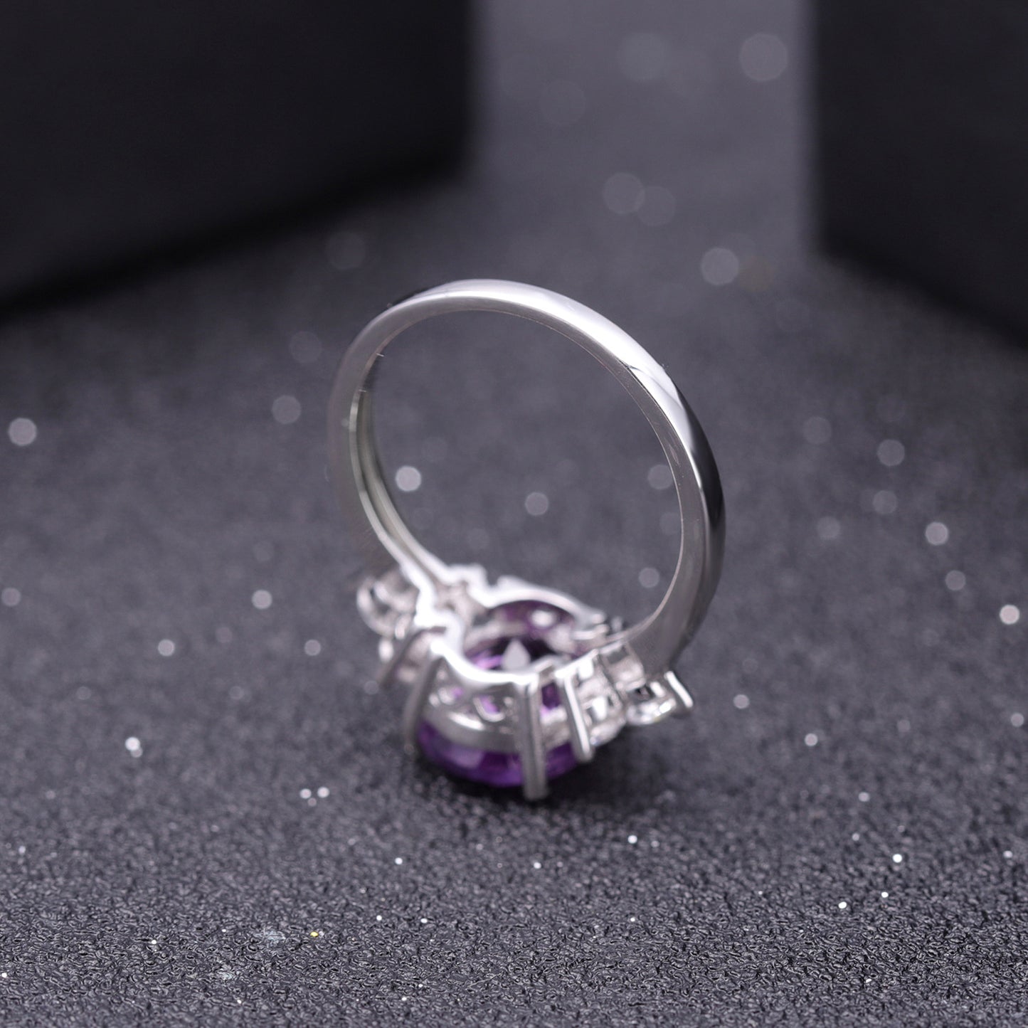 Luxury Natural Color Amethyst S925 Silver Ring for Women