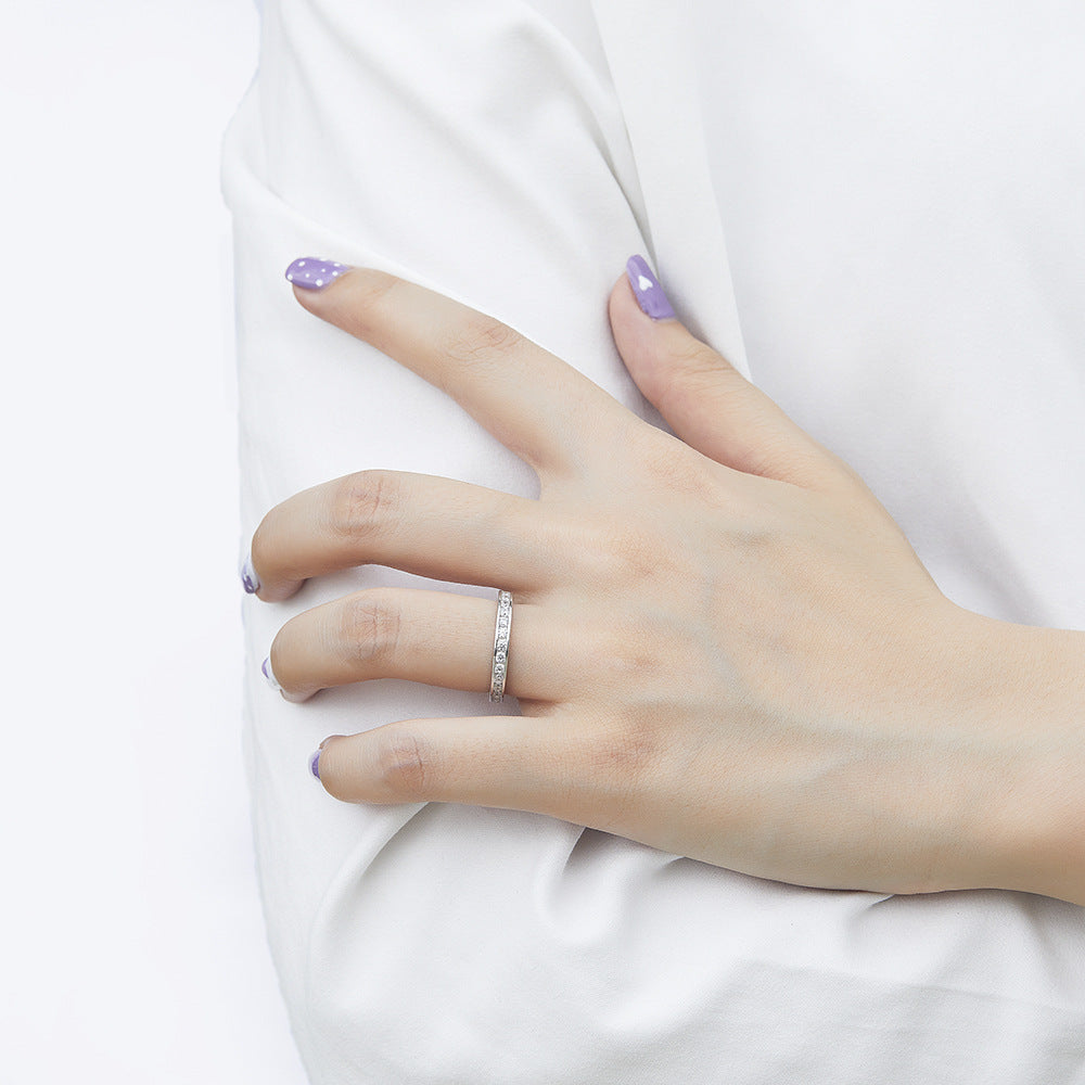 Full Round Zircon Eternity Silver Ring for Women