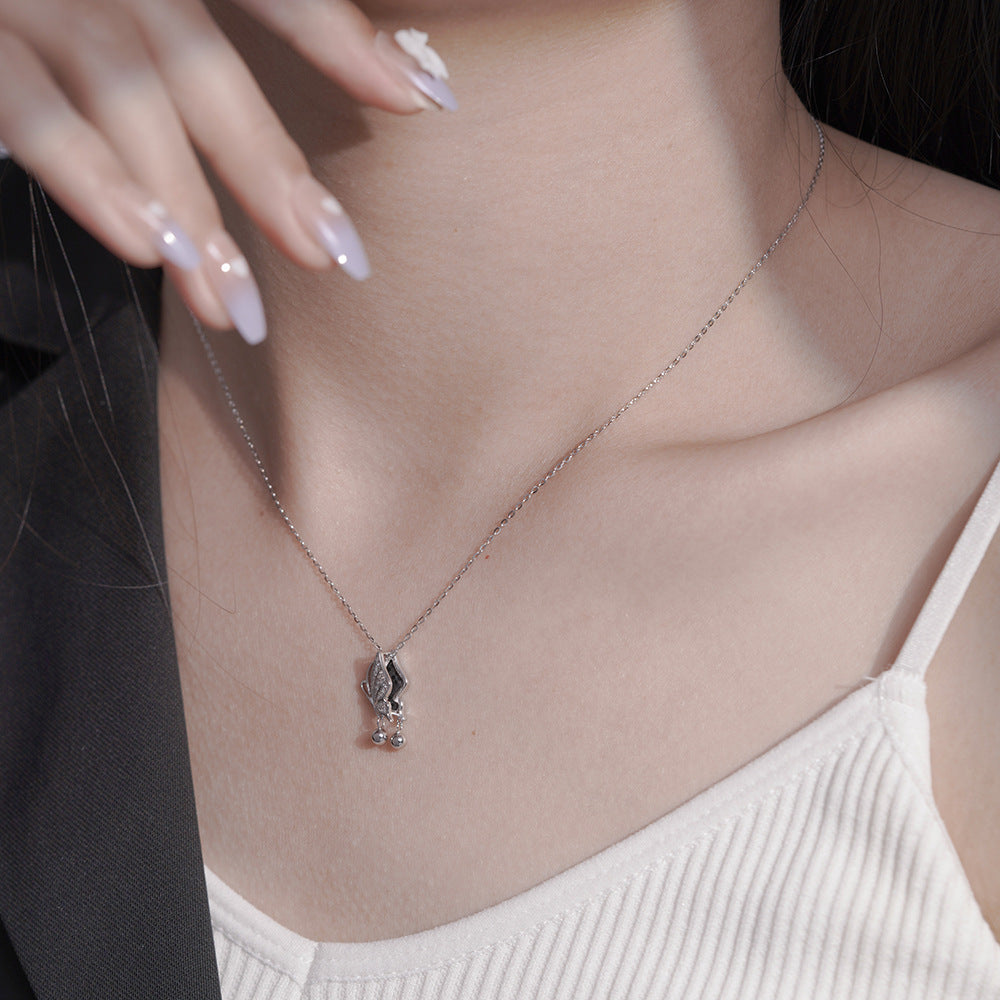 (Two Colours) White Zircon Flying Butterfly Pendants 925 Silver Collarbone Necklace for Women