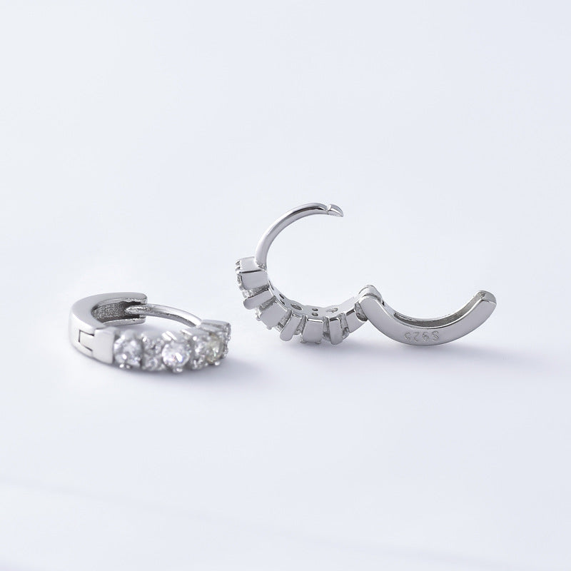 Zircon Silver Hoop Earrings for Women