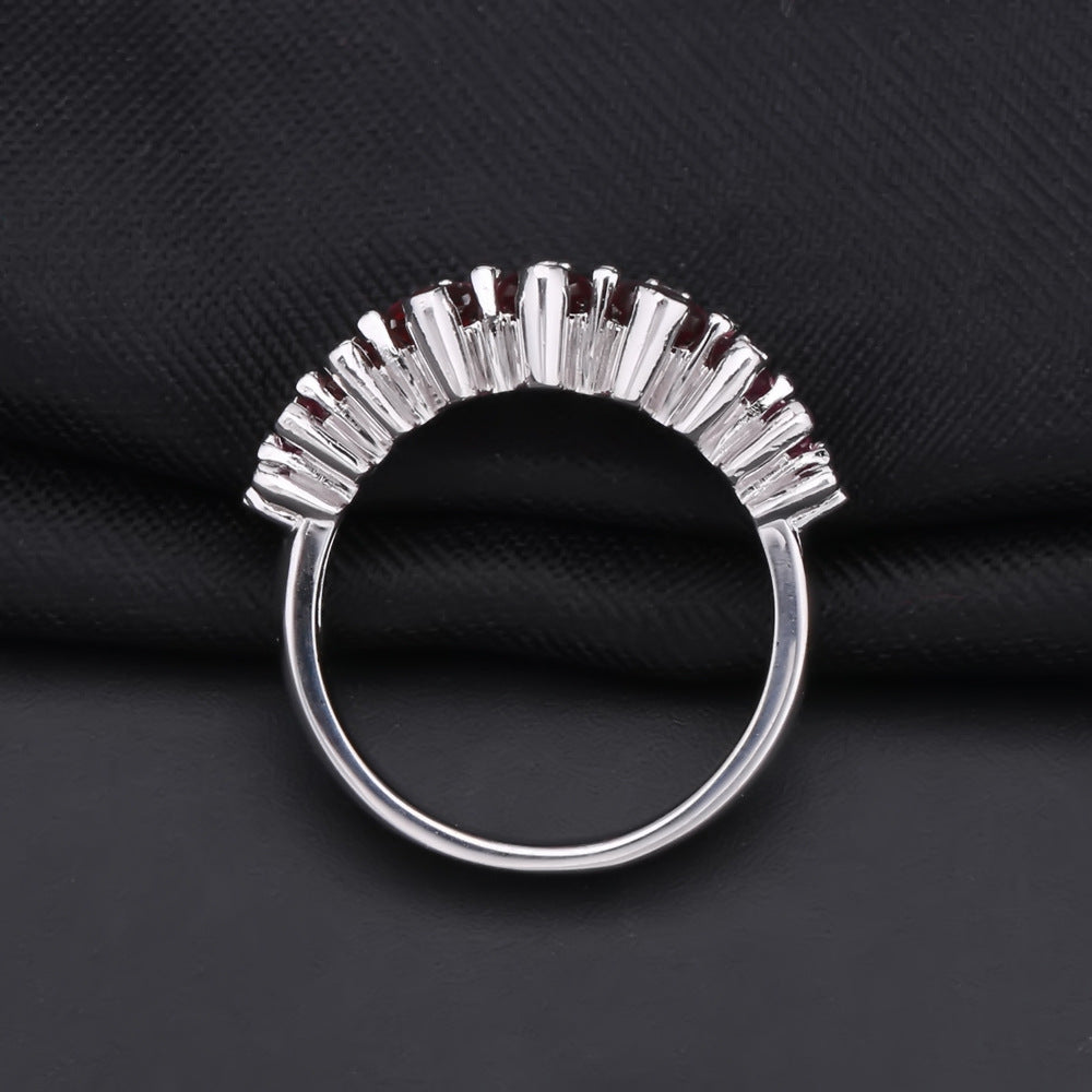 Luxurious Natural Rose Pomegranate Ring for Women, with s925 Silver