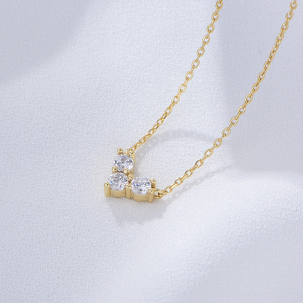 Heart-shape Zircon Pendant Sterling Silver Necklace for Women