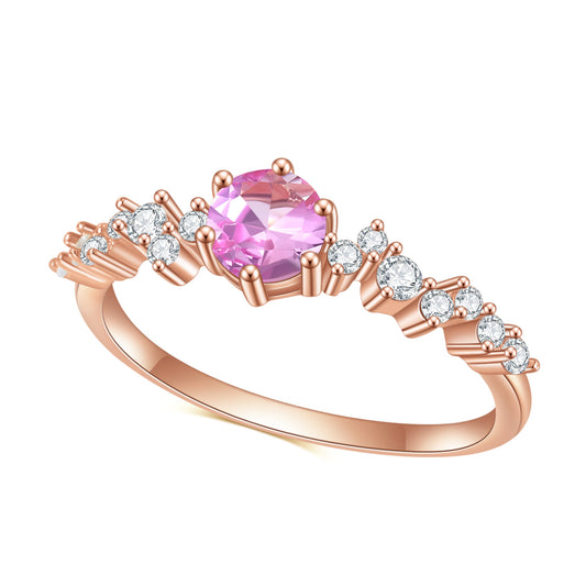 Jubilee S925 Sterling Silver Inlaid Pink Gem Rose Gold Colour Ring for Women