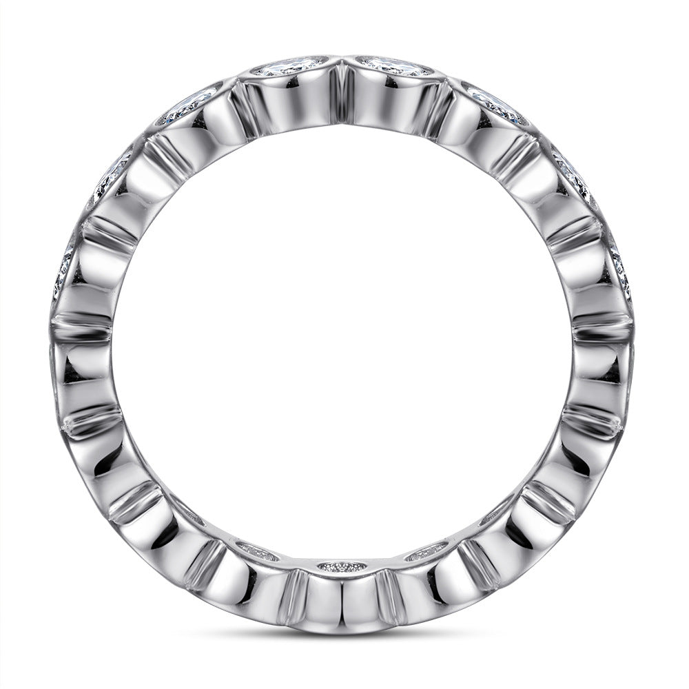 Beading Full Round Zircon Silver Ring for Women