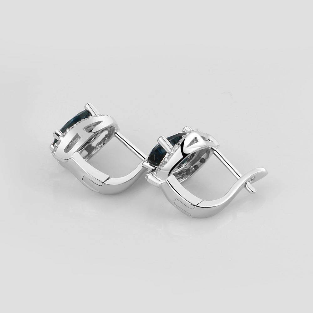 European Luxurious Natural Topaz Oval Shape Silver Studs Earrings for Women
