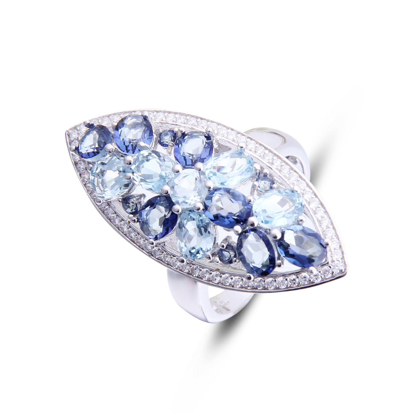European Luxury Design Group Natural Topaz Marquise Silver Ring for Women